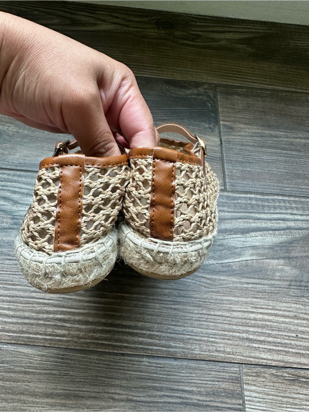 Made-in-Spain woven Mary Jane espadrille flats in faux raffia Brown Tan Fall - Picture 6 of 10